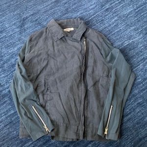 Navy/black linen motorcycle style jacket
